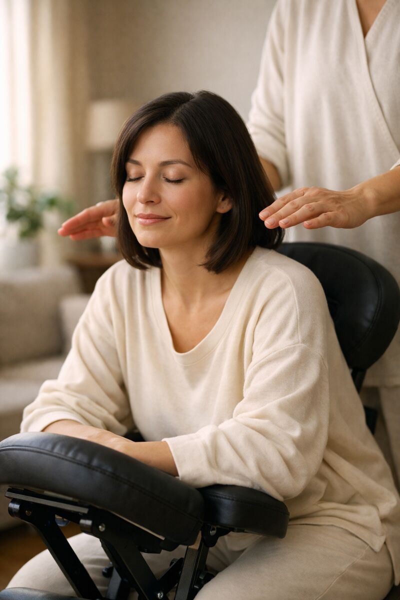 Receiving Reiki at home—deeply relaxed in a familiar space