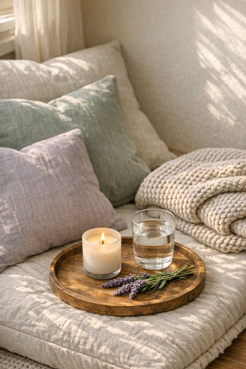 Calm home environment ready for a Reiki session